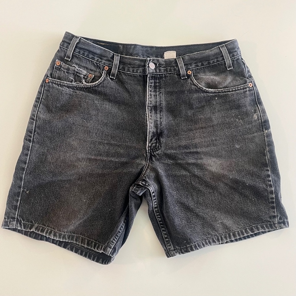 Broken In Vintage Levis 550 Black Jean Shorts 36